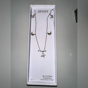 ZEYZEY 18K Gold Plated Butterfly Necklace – Sterling Silver, Handmade 🦋